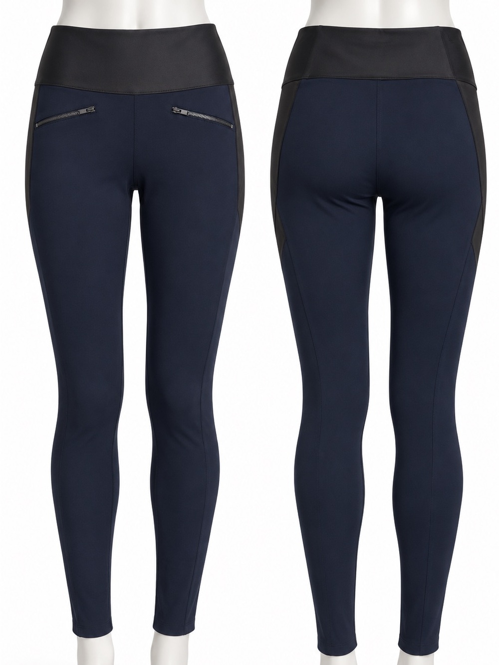 ADAY Throw It Higher Leggings Large Navy Black High Rise Zip Pocket Pants